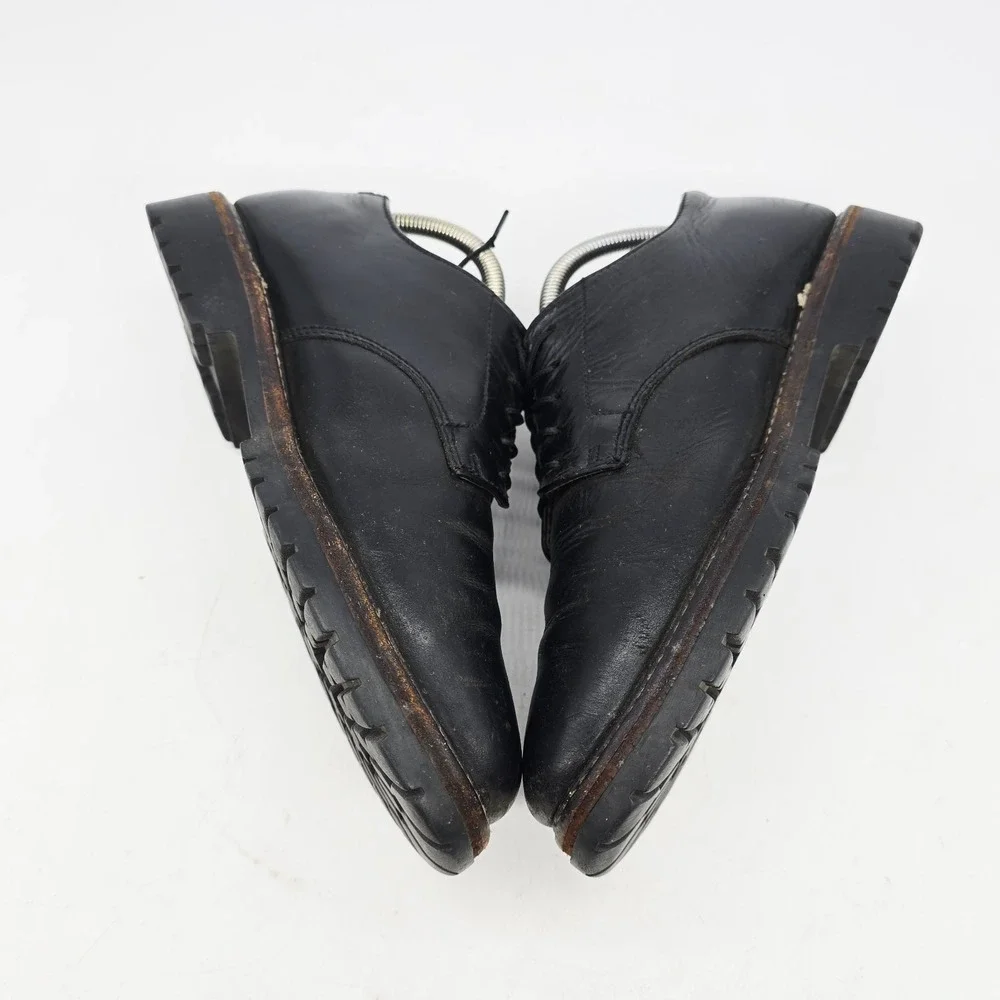Vintage Polo Ralph Lauren Shoes Men's 9 D Oxford Black Leather Plain Toe Derby
